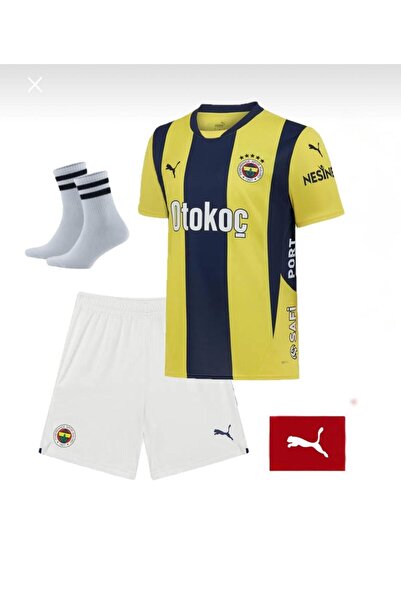FOLKLORİST Fener'bâhçê\\En-Nesyri Sarı Lacivert 2024-2025 Yeni Sezon Çocuk Futbol Forması 4'Li Seti (jersey)