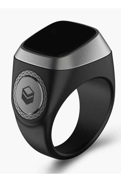 iqibla عداد التسبيح الرقمي، حلقة ذكر ذكية معدنية 22 مم أسود/رمادي