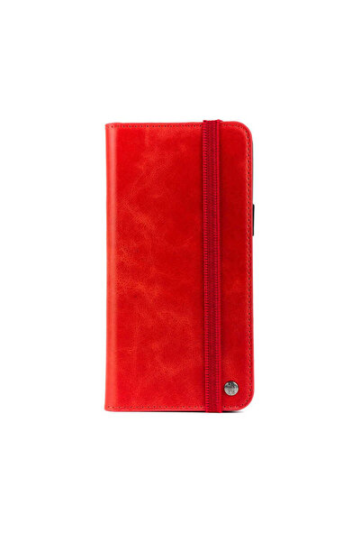 zore iPhone 11 Pro Max Compatible Nxxa Genuine Leather Multi Wallet Case-Red