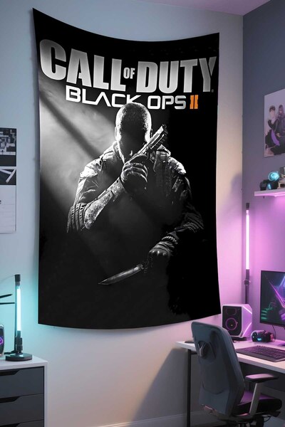 RUGRUMBA غطاء حائط Call of Duty مطبوع - موضوع للاعبين، قماش عالي الجودة، سجاد...