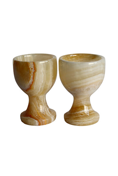 taru pasaj Bal Onyx Natural Stone Egg Glass Set – Handmade Decorative Set of 2 / 6, Stylish Home Accessory