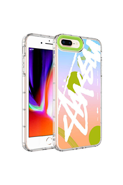 zore حافظة لهاتف iPhone 8 Plus مصنوعة من السيليكون الصلب بنمط ملون مع حماية للكاميرا وغطاء NXXA - NO2