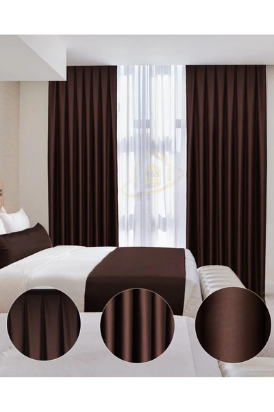 YS PERDE TASARIM ستارة تعتيم فاخرة من الساتان عالية الجودة بدون طيات بجناح وا...