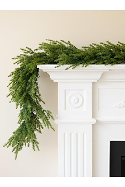 Parti Adresi Yılbaşı Dekoru İnce Çam Dalı Garland – Kapı Duvar ve Masa Süsü Yeşil 140 cm
