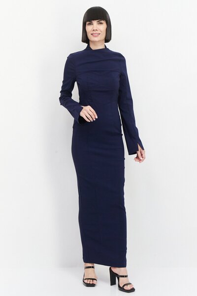 Asos Design Women Solid Maxi Dress, Navy Blue