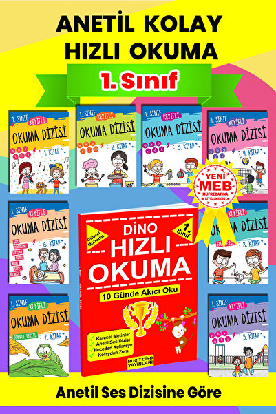 1. sınıf Tavsiyeli Hızlı Okuma Kitabı Seti - Karesel Metinlerle Okuma Hızını Artıran Alıştırmalar