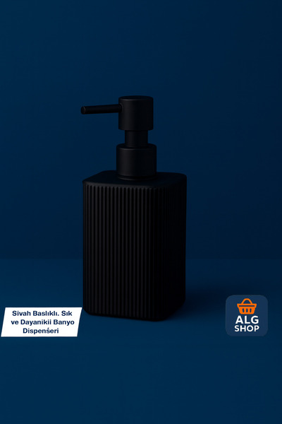 Febros موزع صابون حمام أسود أنيق ومتين مع غطاء أسود - 12×6.5 سم