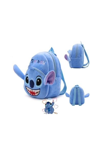 OEM Plush backpack, Stitch, light blue, 24 cm, 2 years+