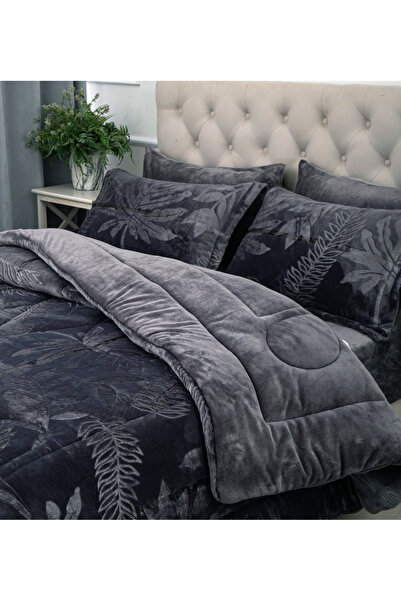 sadir Roma Velvet Winter Double Bedspread Set - 6 Pieces