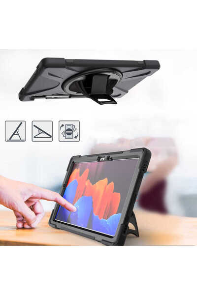 zore Galaxy Tab S7 Plus T970 Case Compatible Nxxa Defender Tablet Silicone-Black