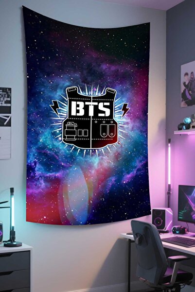RUGRUMBA غطاء حائط BTS مطبوع - موضوع موسيقي، قماش عالي الجودة، سجادة حائط منسوجة