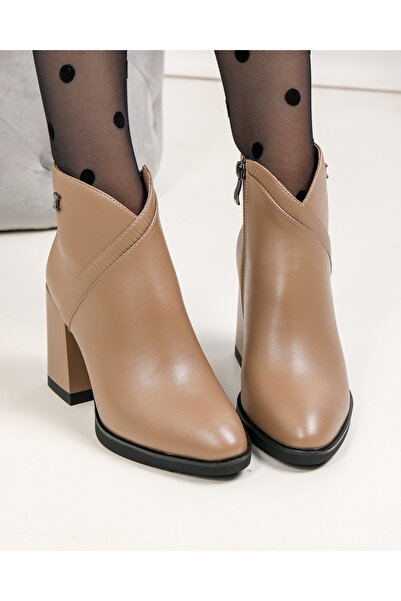 starlike Women's ankle boots made of natural khaki leather SN5003-1