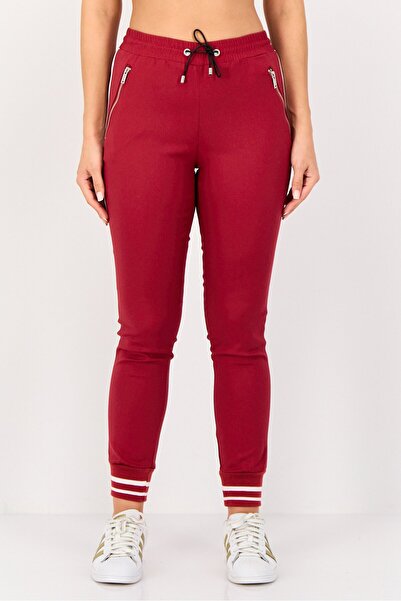 Reiko Women Regular Fit Solid Stretchable Jogger Pants, Red