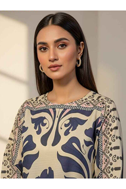 MYSMAR Navy Blue Lawn Printed Co-ord Set - AFK1017 | Navy Blue