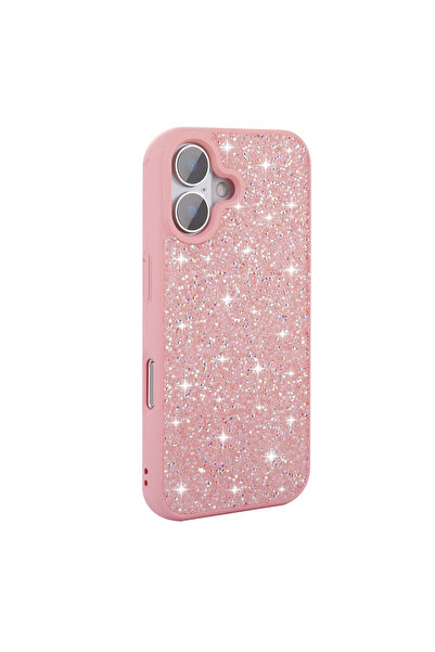 zore iPhone 16 Plus Case Shiny Gemstone Design Nxxa Diamond Cover - Pink