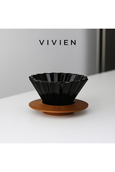 Vivien Home siyah V60 02 Dripper Seramik Kahve Demleme Ekipmani Filtre Kahve