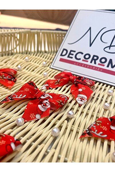 Nb Decoroma New Year's Day with Santa Claus Printed 20 Ribbon Bows – 2026 New Year's Decor, Gift Wrapping