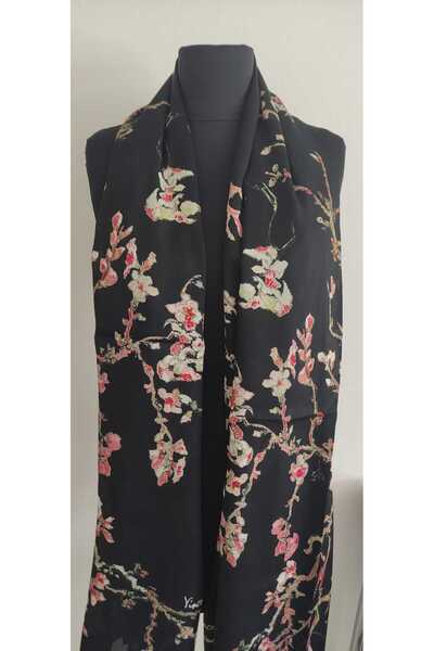 Genel Markalar Van Gogh Badem Ağacı Desenli İpek Şal (Bursa İpeği)