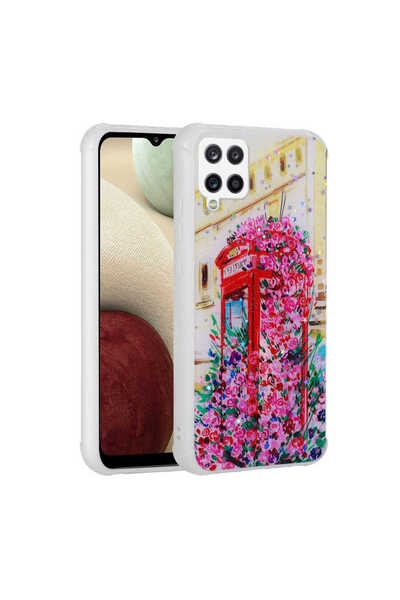 zore Galaxy A12 Case Glitter Patterned Camera Protected Shiny Nxxa Popy Cover - Kulübe