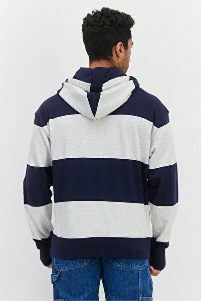 Perry Ellis Men Hooded Embroidered Logo Long Sleeves Hoodies, Navy Blue