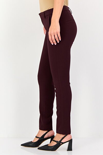 Reiko Women Regular Fit Plain Straight Leg Pants, Burgundy