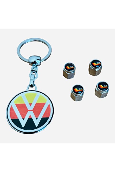 İKTUNING غطاء معدني لشعار فولكس فاجن جولف مكون من 4 قطع مع حلقة مفاتيح مزدوجة...