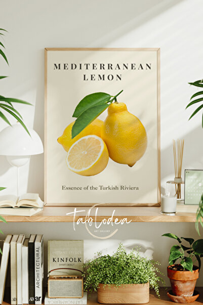 tablodea Pictură murală în stil mediteranean cu model natural de lămâie, înră...