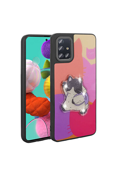 zore غطاء هاتف Galaxy A51 من السيليكون من NXXA Amas مع شكل أيقوني منقوش ولامع - أرجواني