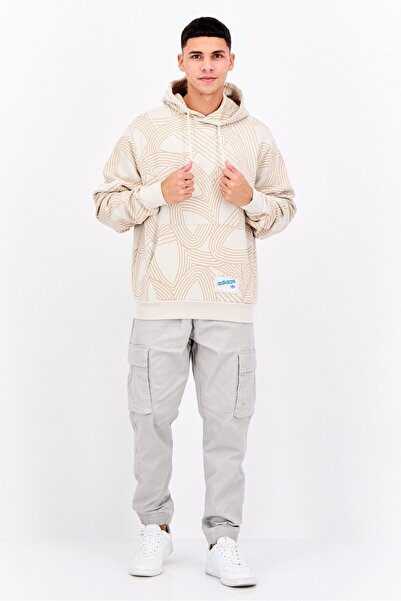 adidas Men Sportswear Fit Hooded Long Sleeve Outdoor Sweatshirt, Beige