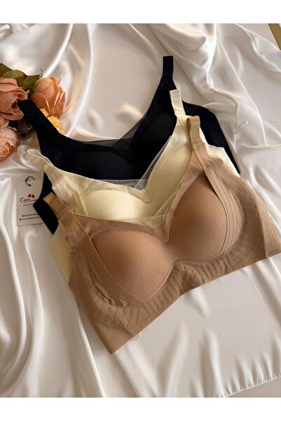 cdh çeyize dair herşey Laser Cut Wire-Free Bra 3-Pack – Black, Nude, Camel