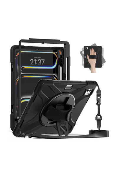 zore iPad Pro 13 2024 Nxxa Defender Tablet Silicone Case - Black