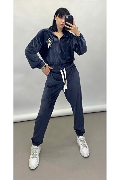 speedway Kadın Kadife Eşofman Takım Fermuarlı Rahat Kalıp Günlük Model