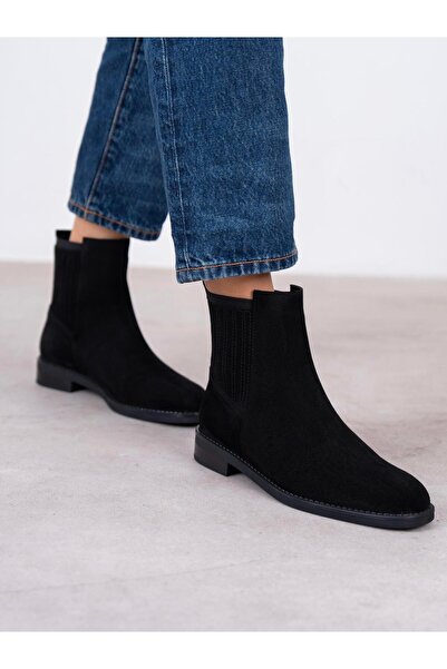 ECENİN BUTİĞİ Evora Siyah Süet Hakiki Deri Kadın Bot