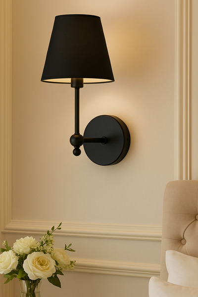 Natiorj Siyah Konik Şapkalı Siyah Pilli Tak Çalıştır Aplik Salon Yatak Odası Special