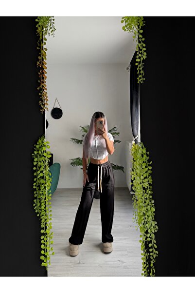 by SLA boutique Pantaloni Dama Largi cu Șnur – Confortabili, Moda Street, 3 Culori Disponibile
