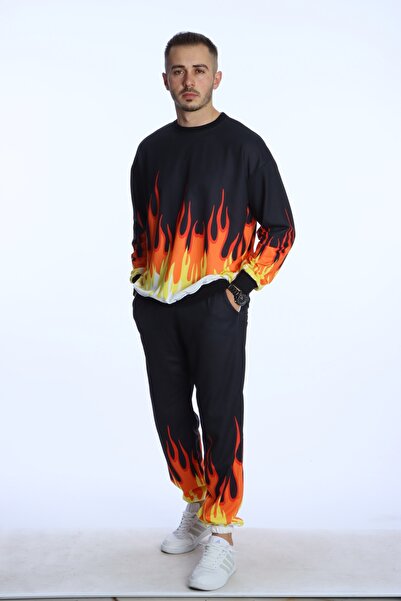 eg38 Alev Dijital Printed Tracksuit Set Orange