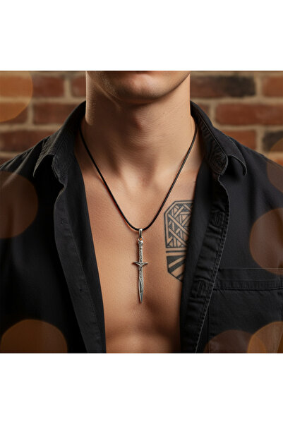 Alooya The Legend Of Zelda Kılıç Gümüş Kaplama Deri İp Kolye