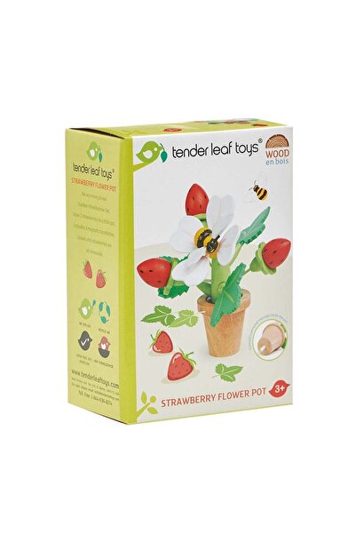 Tender Leaf Toys Capsuni in ghiveci, din lemn premium - Strawberry Flower Pot...