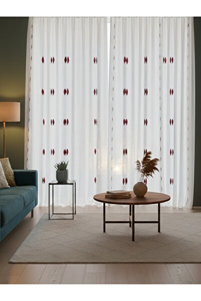 Düzgün desen Tulle Curtain Without Pleats Cornej Button Ready-Made Curtain Th...