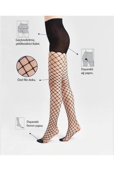 İntive Lingerie NBB 70 Den Medium Mesh Box Body Tights with Toe-9362