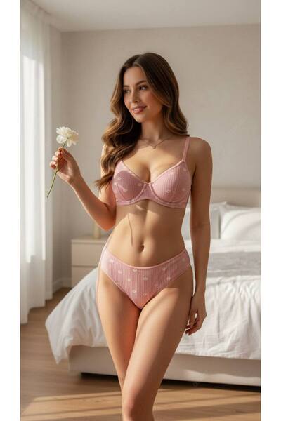 Feruzdesign Pembe Daisy Soft Pamuklu Balenli Takım