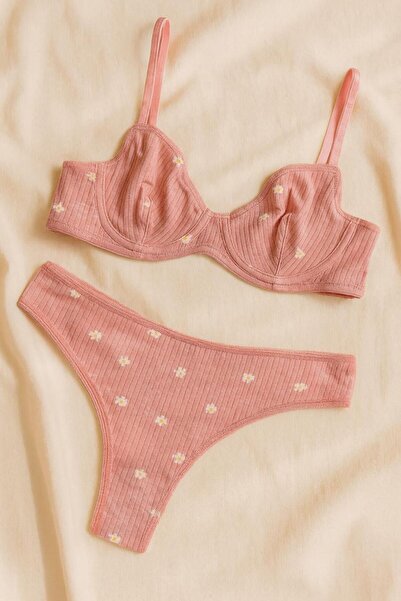 Feruzdesign Pembe Daisy Soft Pamuklu Balenli Takım