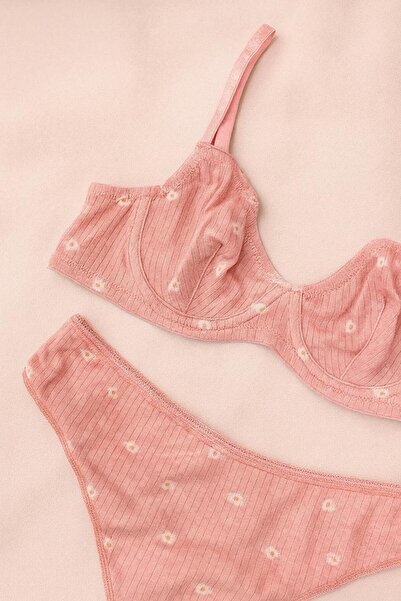 Feruzdesign Pembe Daisy Soft Pamuklu Balenli Takım