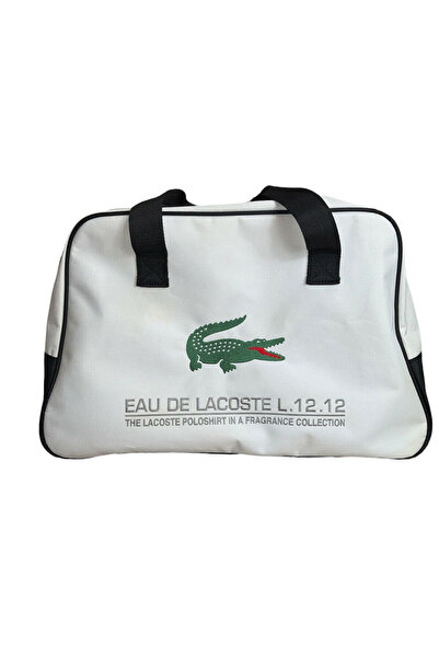 Lacoste Eau de L.12.12, Canvas, Tote bag, Travel/Gym bag, White, Unisex, 12 x 18.5 x