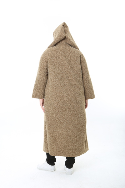 XL Modam Women's Pompon Coat Hooded Large Size Mink Coat