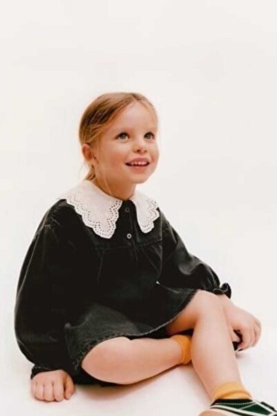 Argün kidss White Collar Denim Dress
