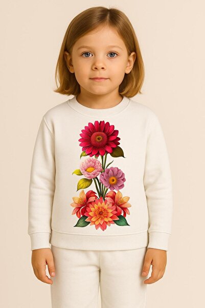 playwear Φούτερ από βαμβακερό ύφασμα με σχέδιο ηλιοτρόπιο, 3 κλωστές, χοντρό ...