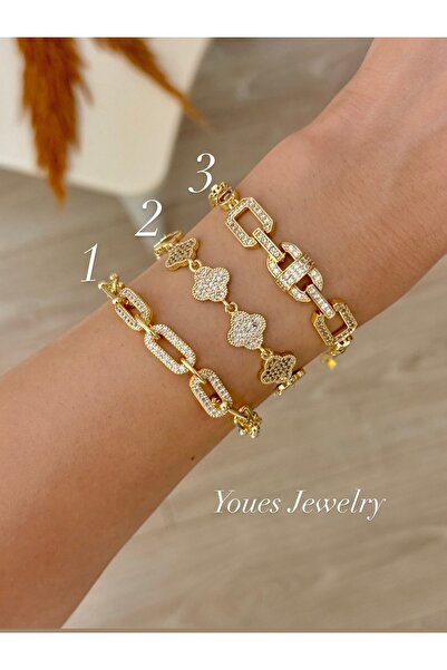 YOUES JEWELRY Altın Kaplama Zirkon Taşlı Kuyumcu Model Bİleklik