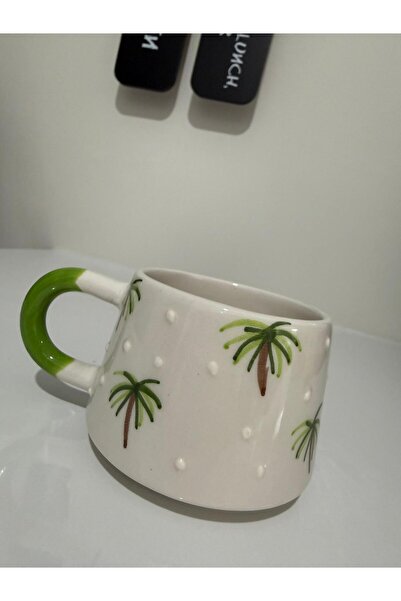 Bumelo كوب قهوة سيراميك مزخرف يدويًا على شكل نخلة