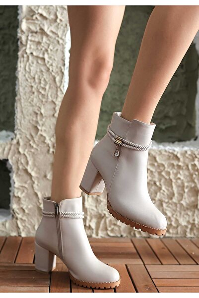 VİP SMR MODA Γυναικείες μπότες Άνετες για καθημερινή χρήση Αδιάβροχες μπότες με φερμουάρ και λεπτομέρεια αξεσουάρ στο πλάι